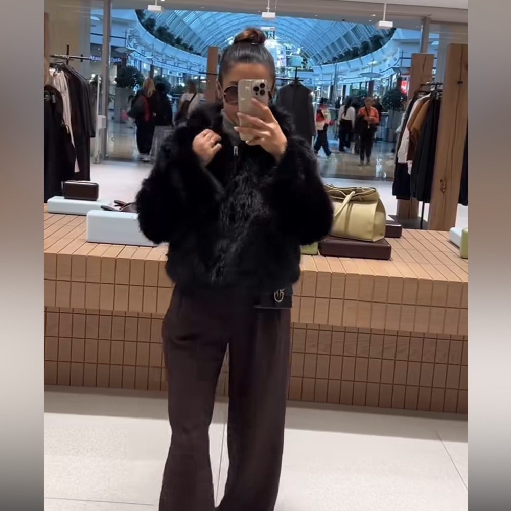 ZARA SHORT FAUX FUR HOODED COAT - Picture 7 of 13